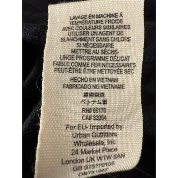 Free People Size M Faux Wrap Stretch Casual Top Black Short Sleeve Round Neck - Picture 7 of 8